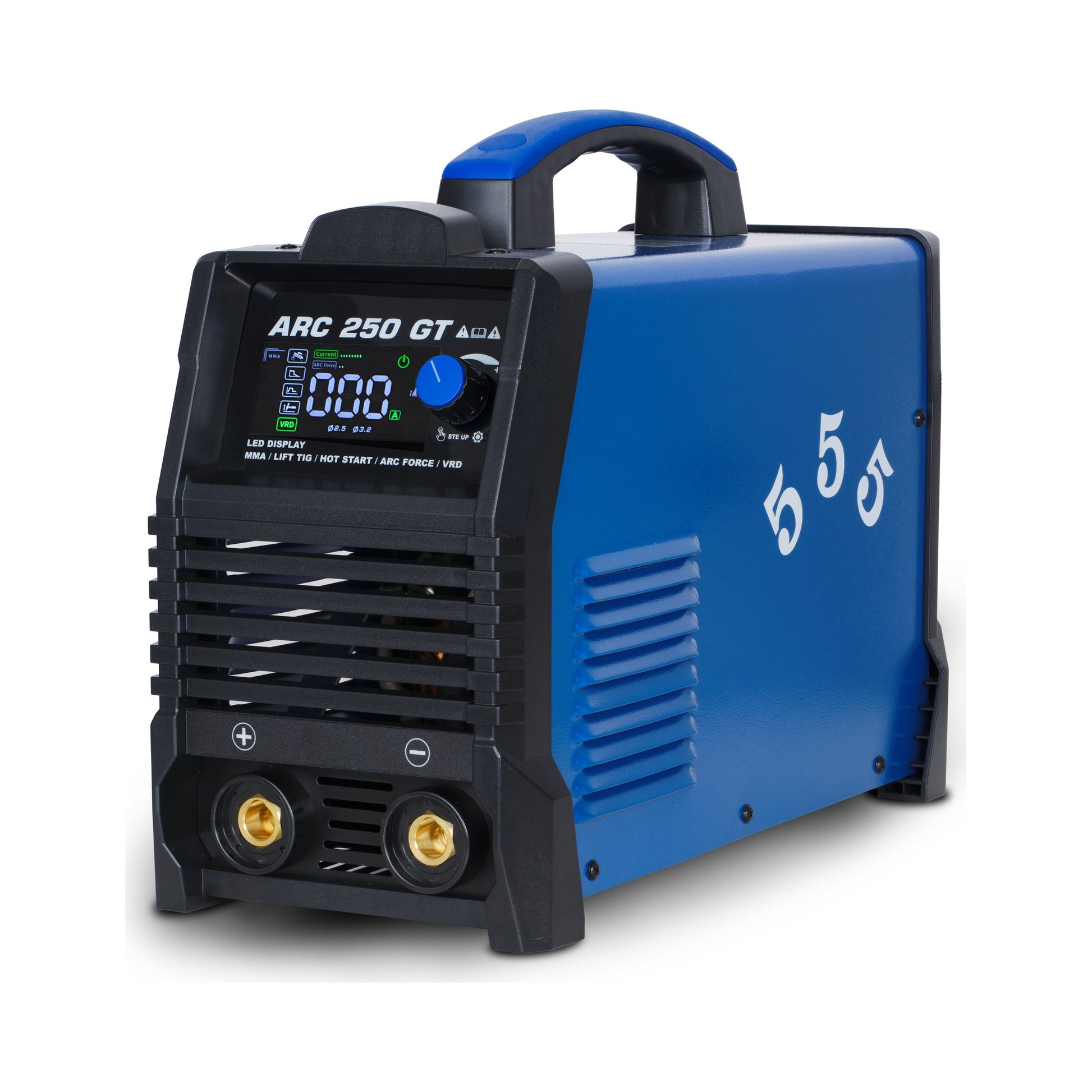 555 ARC 250 GT — MMA / Lift TIG inverter welder, 210A, 220V, E6010-capable, VRD (Towam Equipment, UAE) — front view
